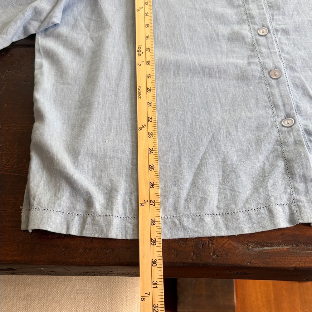 NWT LINEN BLEND Studio Works Blue Button Shirt 22W Coastal Grandmother Breezy - Picture 14 of 15